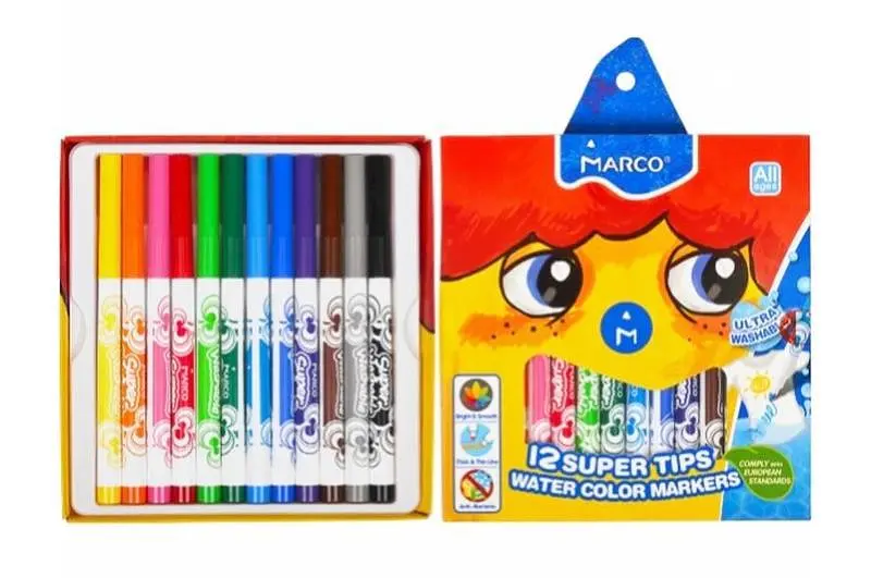 Набір фломастерів на основі MARCO Ultra Washable, легко змиваються, 12 штук (1630-12CB)