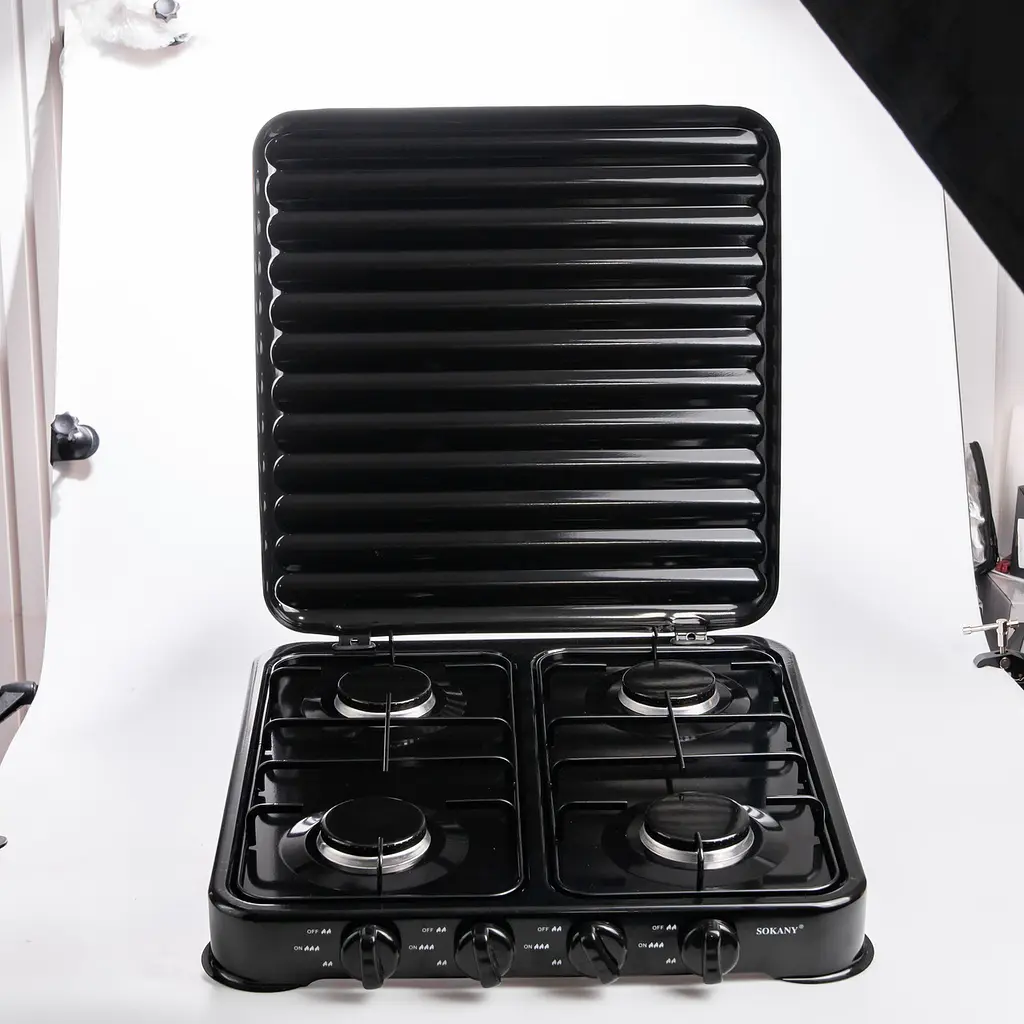 Газова плита настільна Sokany SK-6004-Black 4 конфорки Чорний - фото 3
