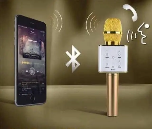 Портативний караоке мікрофон з підтримкою Bluetooth Q7 к7 2 динаміка бездротове dm karaoke ws 858 - фото 4
