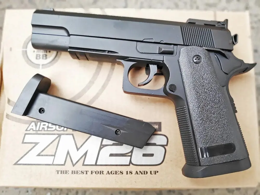 Дитячий пістолет на кульках 6 мм ZM26 металевий airsoft іграшка стріляюча BB 18 см - фото 3