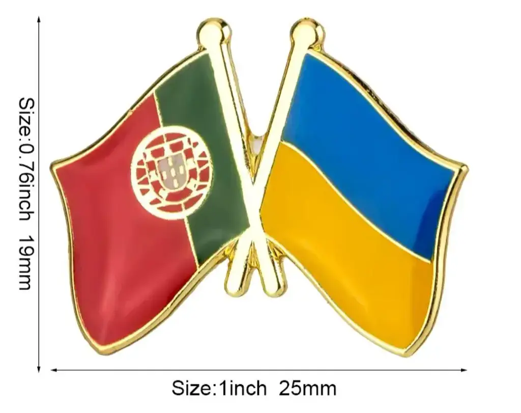 Подвійний значок-пін «Україна – Португалія» 25 × 19 мм (00097) - фото 2