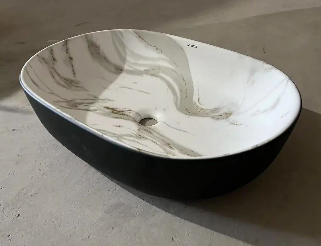 Умивальник накладний Mixxus Premium Ellipse-0105 marble-Black 600x400x150 мм MP6565, Мармур - фото 8