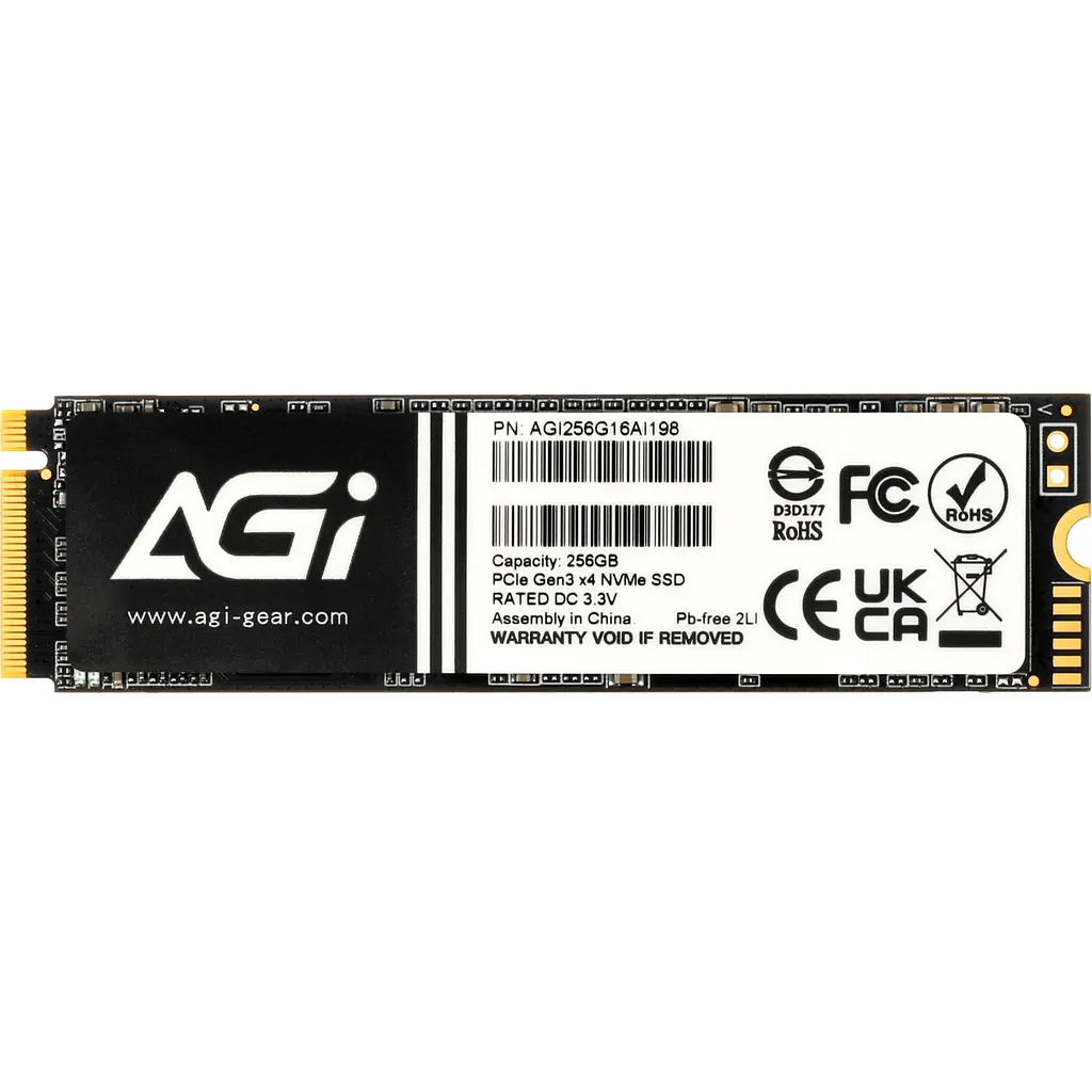 SSD 256Gb AGI AI198 M.2 2280 PCIe Gen 3x4 NVMe TLC, Retail
