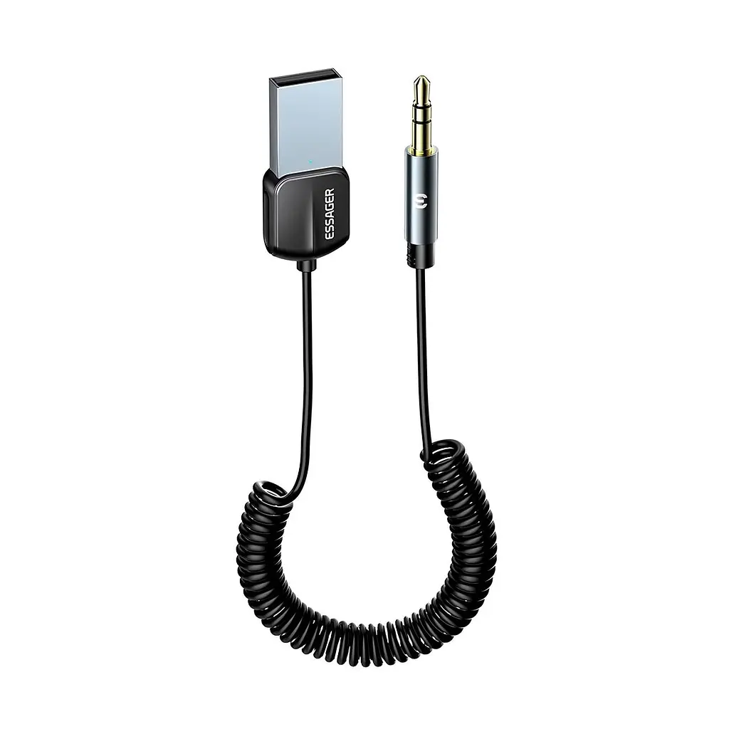 Bluetooth-адаптер Essager Bluetooth 5.0 автомобільний приймач AUX з мікрофоном (EBT-YH01-P) - фото 1