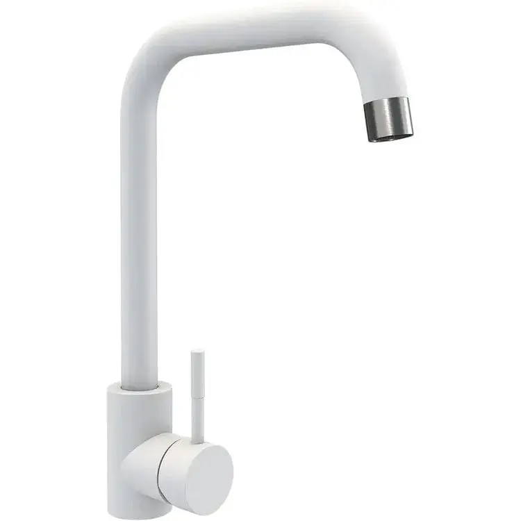 Змішувач кухонний Platinum NS02B (3008B-NA) поворотний одноважільний з нержавіючої сталі білосніжний - фото 1