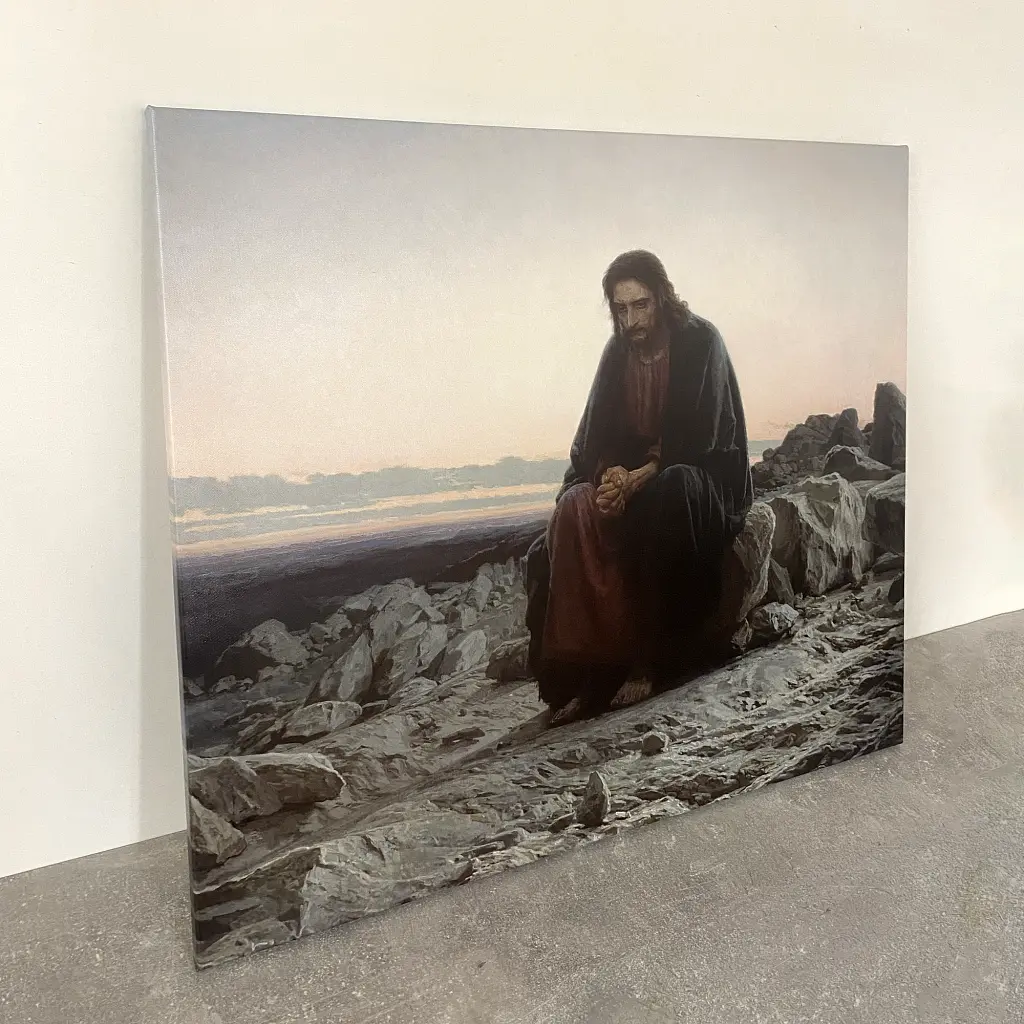 Інтер'єрна картина Христос у пустелі, Іван Крамськой, Ivan Kramskoy, Christ in the Wilderness, християнський живопис, 48×60 см (id6670) - фото 4