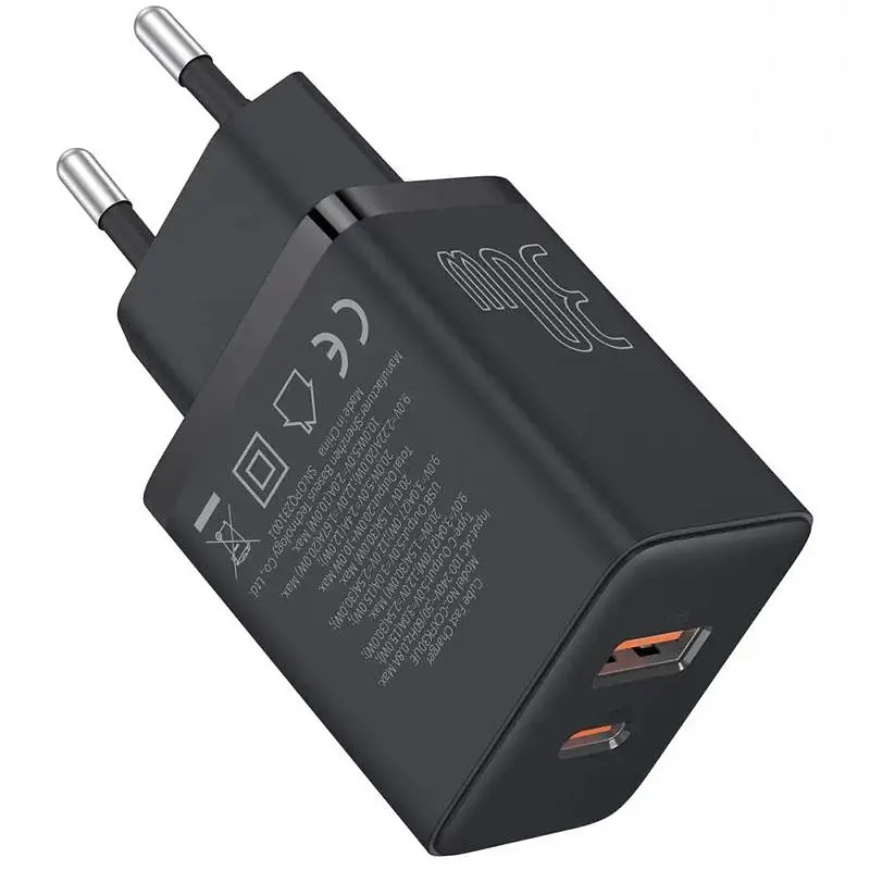 МЗП Cube Pro Fast Charger PD30W+QC3.0 (1USB-A/1C) (P10111404) Cluster Black Baseus teh0029584 - фото 3