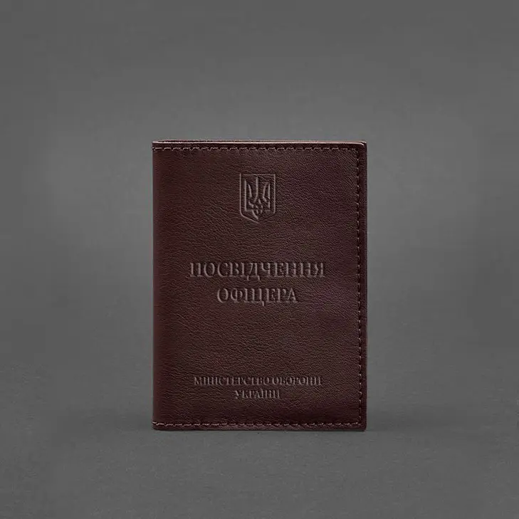 Шкіряна обкладинка для посвідчення офіцера 9.0 бордова - фото 6