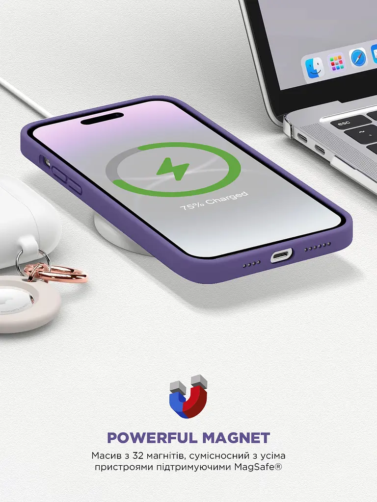 Силиконовый чехол с MagSafe для Apple iPhone 14 Pro Max, ICON2 MagCase, фиолетовый, противоударный, панель с мягкой подкладкой, защита всего корпуса, поддержка беспроводной зарядки, совместим с защитными стеклами и пленками, ArmorStandart (ARM68417) - фото 9