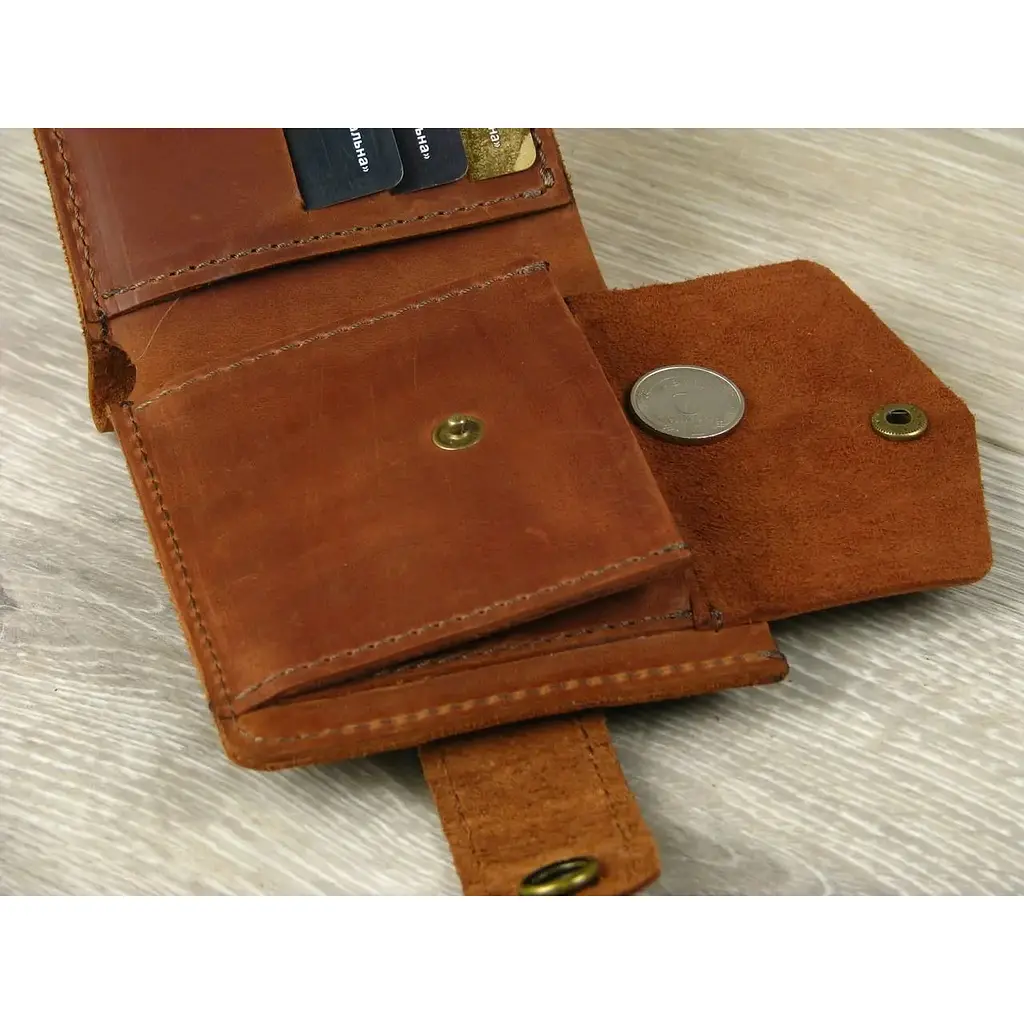 Женское портмоне GS кожаное коньячное - фото 4