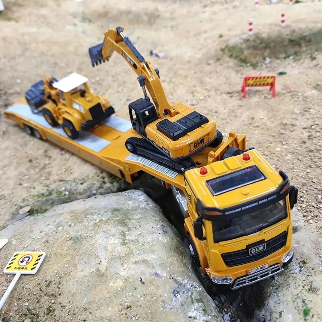 Екскаватор і контейнерний напівпричіп 1:40 Scale Alloy Construction Truck Set - фото 2