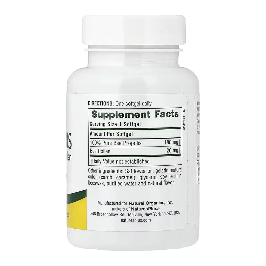 Прополіс та бджолиний пилок Propolplus, Propolis with Bee Pollen 60 мʼяких капсул - фото 2