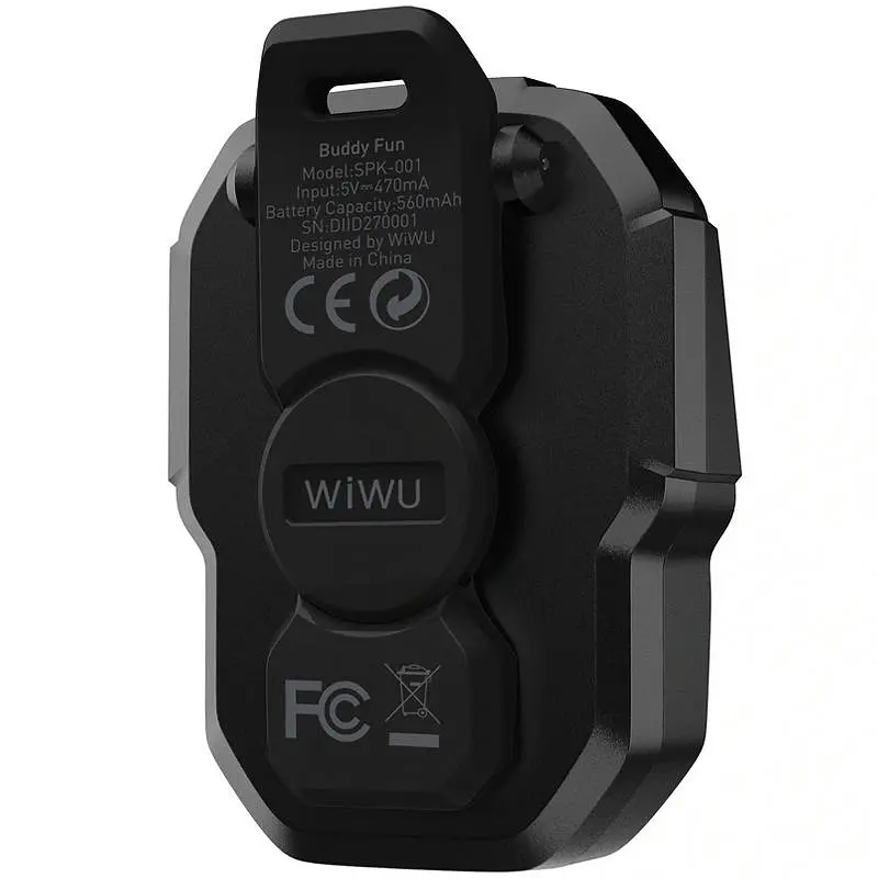 Bluetooth Колонка Wiwu SPK-001 Buddy Fun with Magnetic Clip Black - фото 3