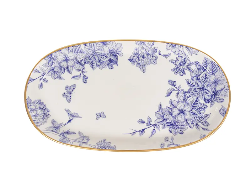 Набір блюд Alba ceramics Butterfly 3 шт. білий з синім (769-005) - фото 3