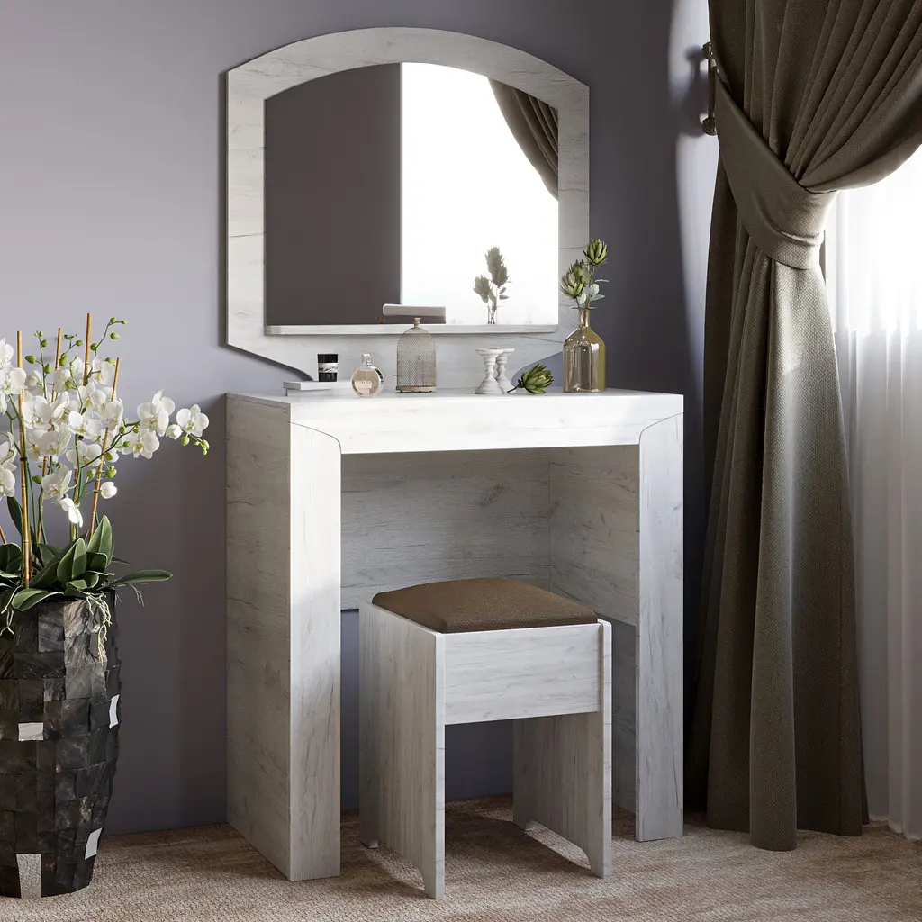 Туалетний столик Еверест Ліберті/Пуф дуб крафт білий (EVR-2632) - фото 2