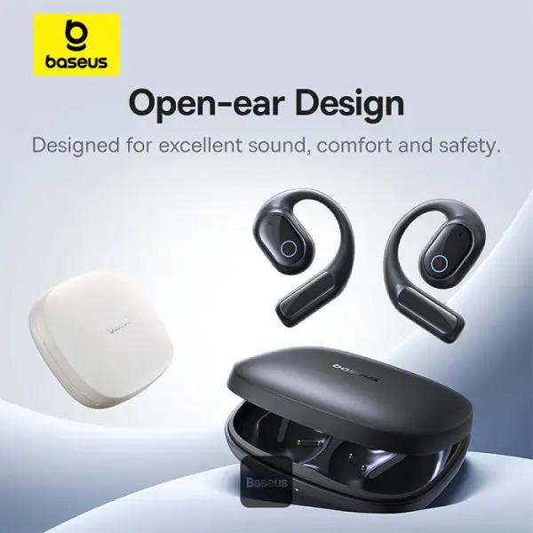 Наушники Baseus Eli 10i Fit Open-Ear TWS — спортивные амбушюры для бега, тренажерного зала и езды на велосипеде — белые - фото 6