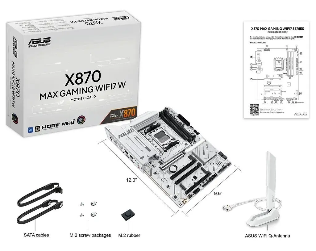 Материнська плата ASUS X870 MAX GAMING WIFI7 W White (X870 MAX GAMING WIFI7 W) (Socket AM5, AMD X870, ATX) - фото 8