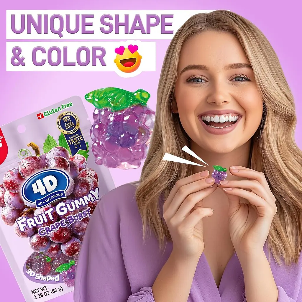 Желейні цукерки Amos 4D Gummy Candy Grape Burst 65г - фото 6