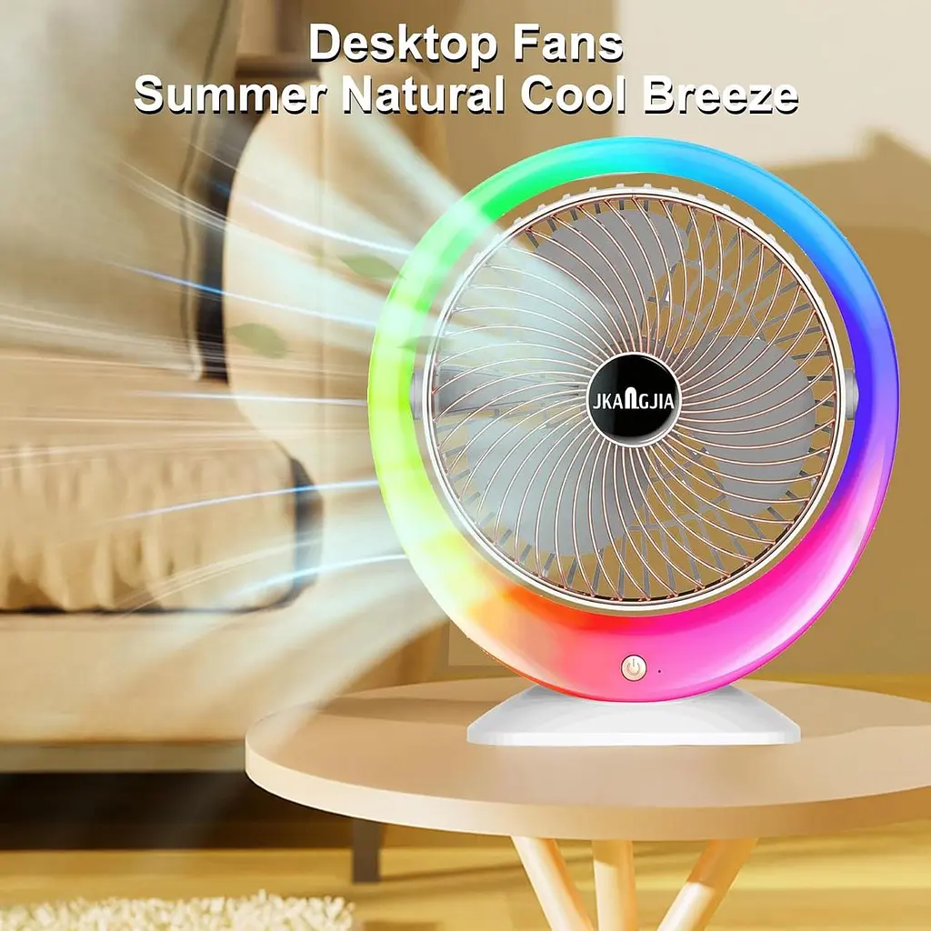 Настільний вентилятор з підсвіткою Mini fan VU-04 • Міні-вентилятор з батареєю 1200 мАг, LED-підсвіткою та 3 режимами обдування - фото 5