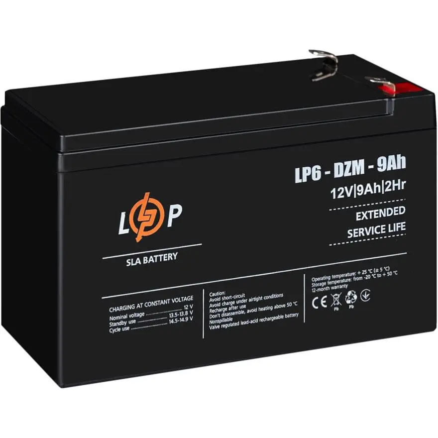 Аккумулятор LogicPower AGM 6-DZM 12V/9Ah/108Wh [12654] [109291] - фото 2