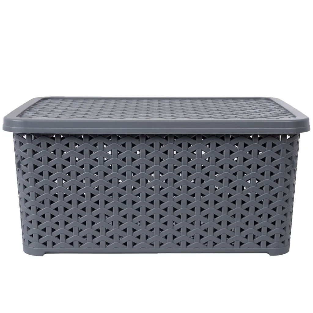 Корзина Diomedea с крышкой 34.5x24.5x15.5 см 10 л серая (К13-130)  - фото 2