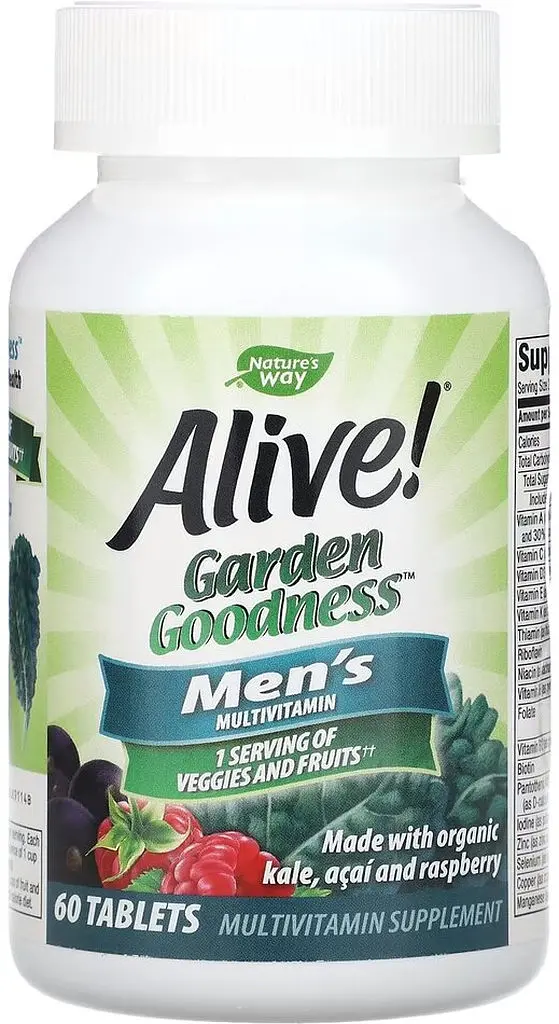 Витамины и минералы Nature's Way Alive! Garden Goodness for Men, 60 таблеток - фото 3