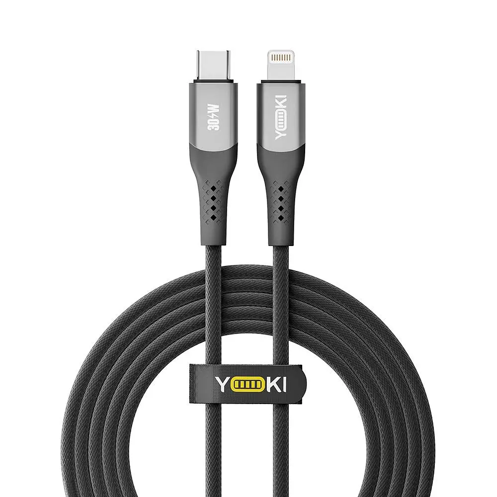Кабель для заряджання та обміну даними Yoki YK-SO15 SOLID Series 30W 3A/10V 2 м Чорний