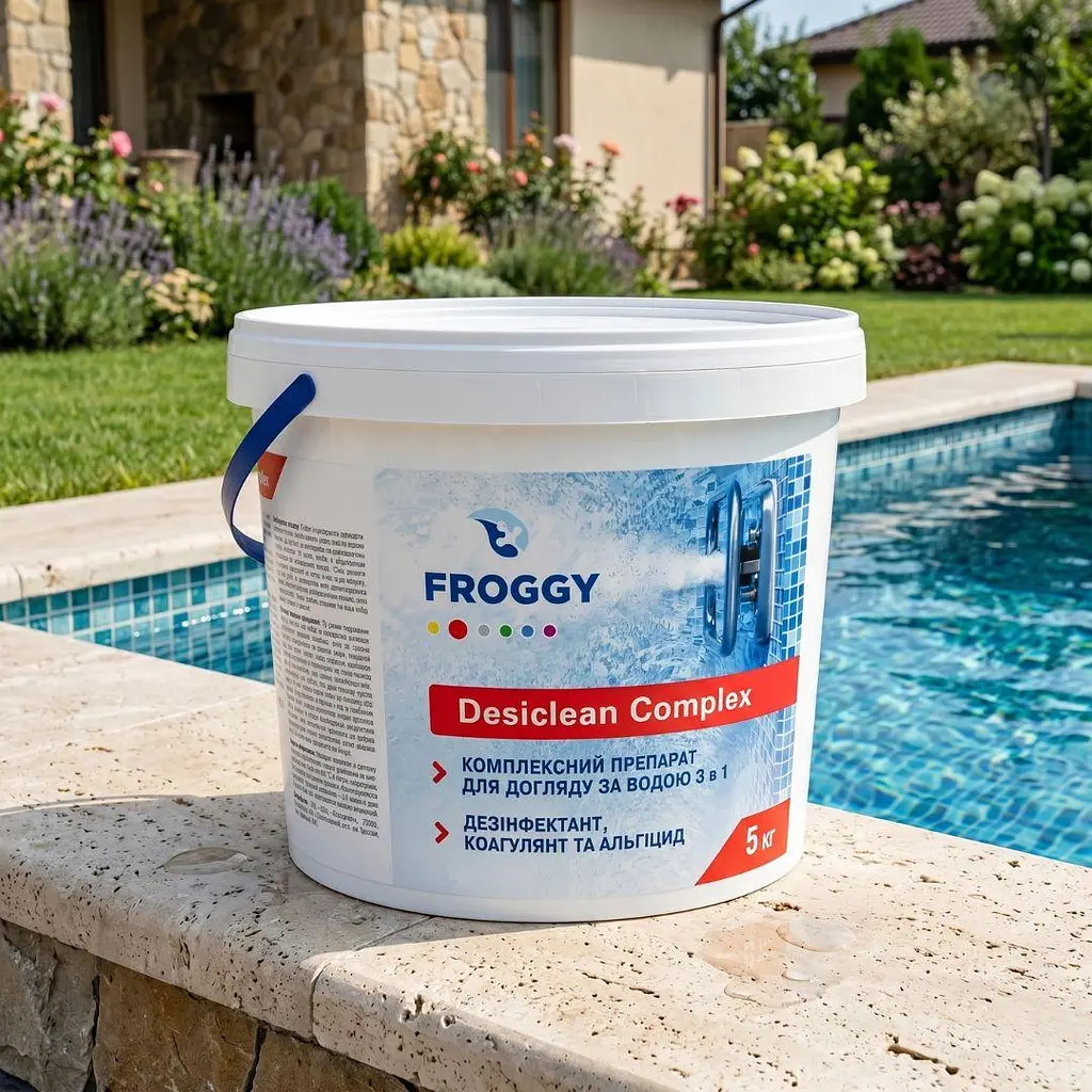 Комплексний засіб 3 в 1 для басейну Froggy Desiclean Complex 5 кг таблетки 200 г для дезінфекції води - фото 2