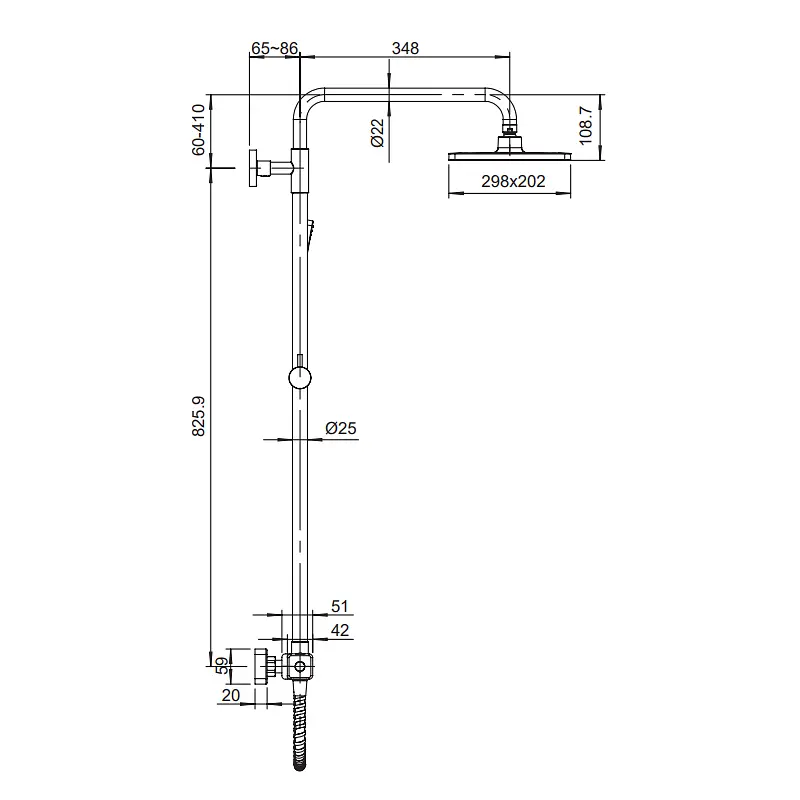 Душова система з термостатом Koer KB-53011-05 KR4723, Чорний матовий - фото 2