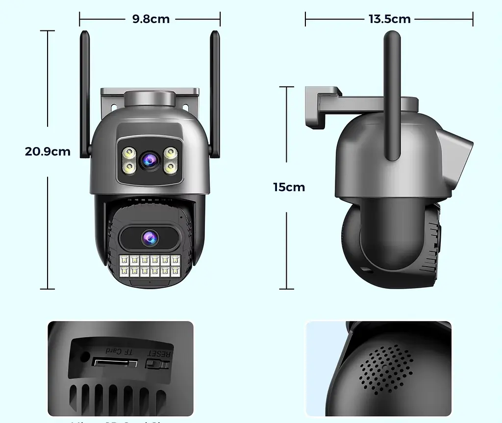 Вулична WiFi IPкамера Besder A22Y  10Мп 2 незалежних об'єктиви чорна WiFi 2.4ГГц і 5ГГц - фото 3