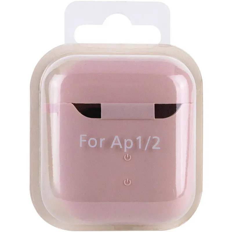 Силіконовий футляр з мікрофіброю для навушників Airpods 1/2 Рожевий / Pink Sand - фото 5