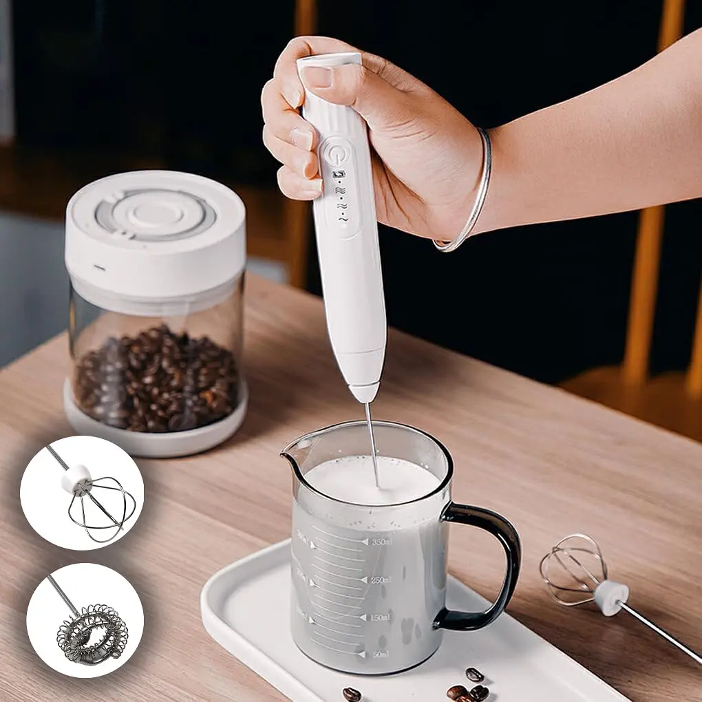 Капучинатор ручний CoffeeMix, білий, акумуляторний, 2 насадки, 5 Вт - фото 4
