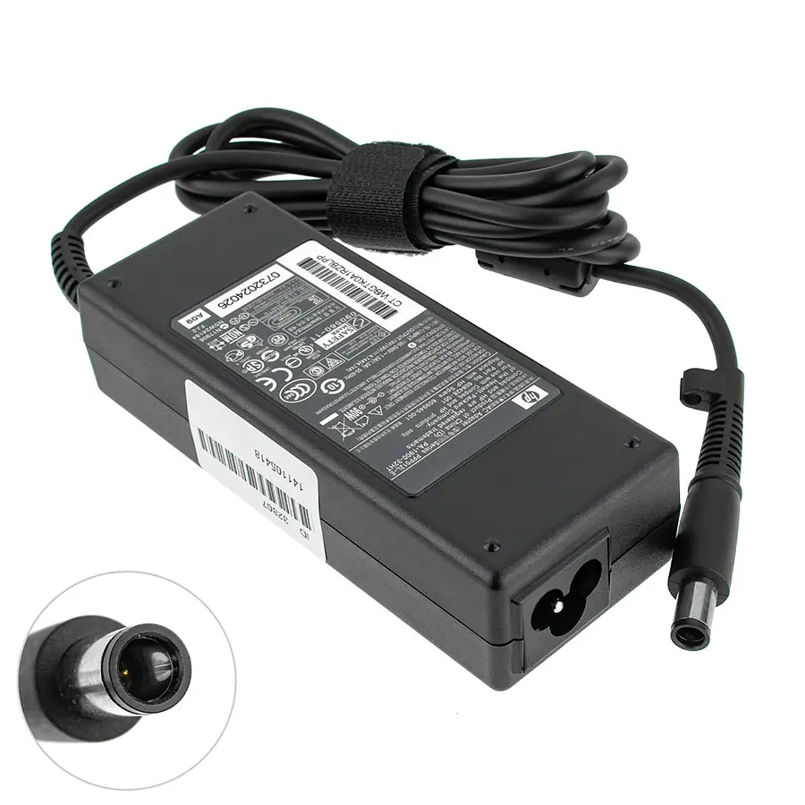 Блок живлення для ноутбука HP 19V, 4.74A, 90W, 7.4x5.0-PIN, black (463955-001) (без кабеля !) - фото 2