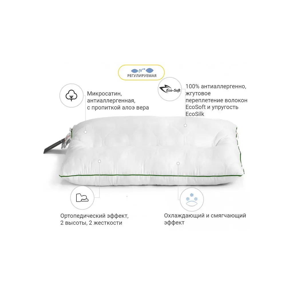 Подушка MirSon ортопедична DeLuxe Eco-Soft Aloe Vera 564 ортопедична 50х70 (2200000625151) - фото 5