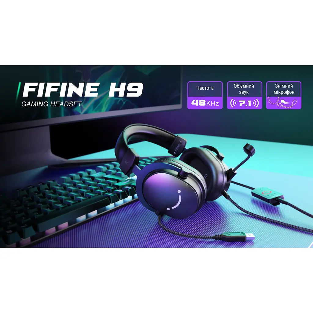 Ігрові навушники Fifine H9 7.1 Black [114363] - фото 9