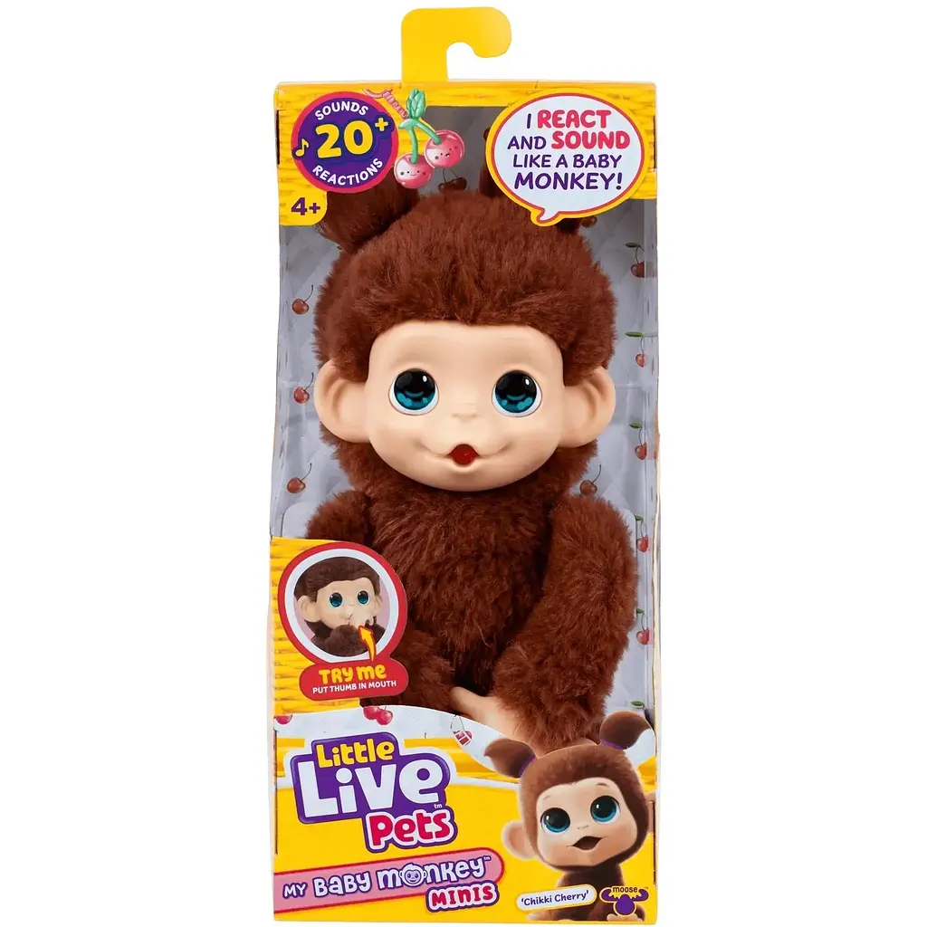 Интерактивная игрушка Moose Little Live Pets Обезьянка Чики Черри коричневая (26765) - фото 3