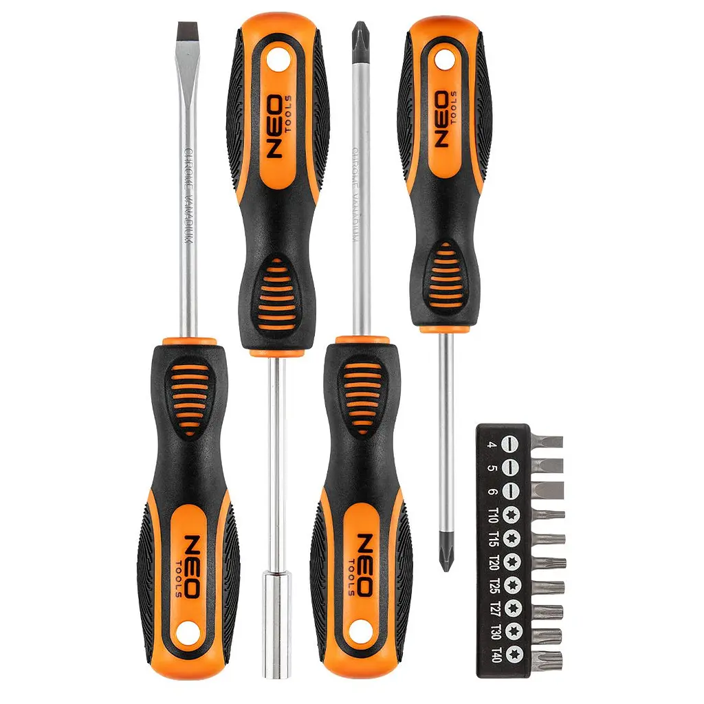 Отвертки 10 бит, SL, PH, Torx, сталь CrV, набор 14шт Neo Tools hoz0014077 - фото 2