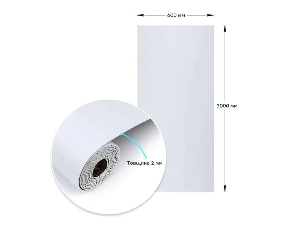 Самоклеюча вініловая плитка в рулоні STICKER WALL 600*3000*2мм Біле полотно Мат SW-00002032 - фото 4