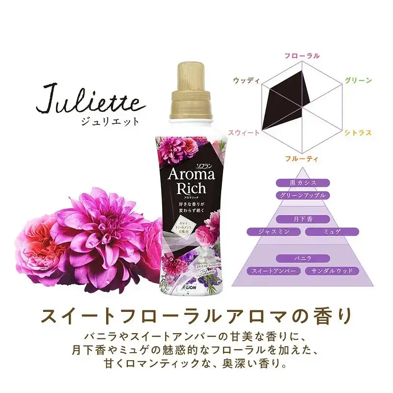 Японський кондиціонер Lion Soflan Aroma Rich Juliet заправка ніжний романтичний квітковий аромат 1520 мл - фото 2