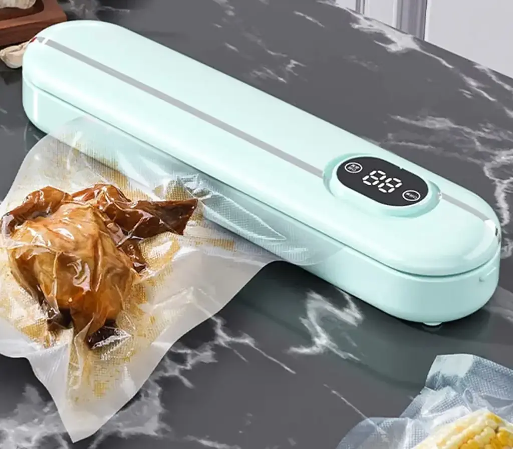 Вакуумний пакувальник з LED дисплеєм Вакууматор для їди вологих та сухих продуктів м'яса овочів зелені для тривалого зберігання з запаюванням 33×7.5см 220v UKC Vacuum Sealer - фото 4