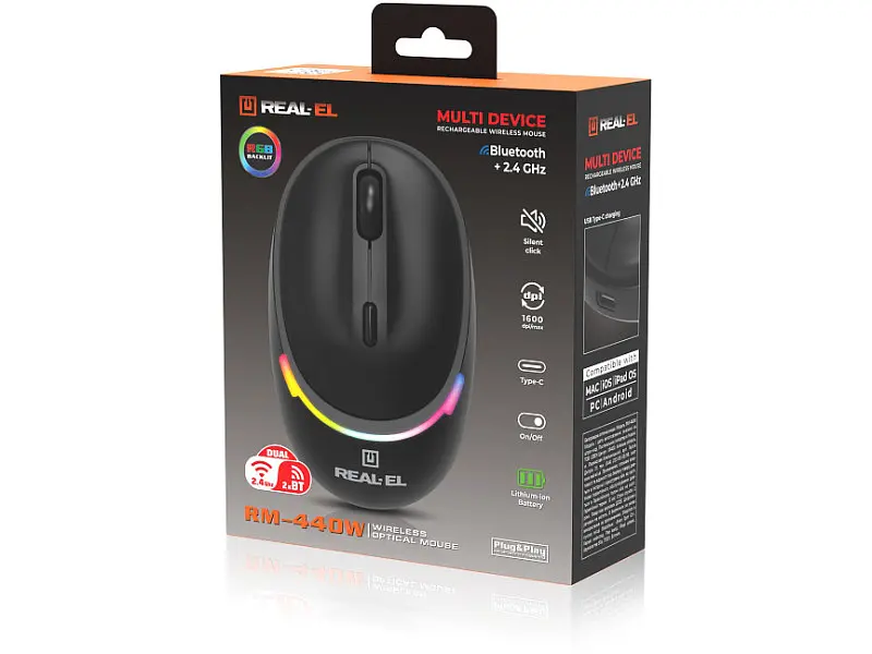 Миша REAL-EL RM-440 W Black (EL123200045) - фото 8