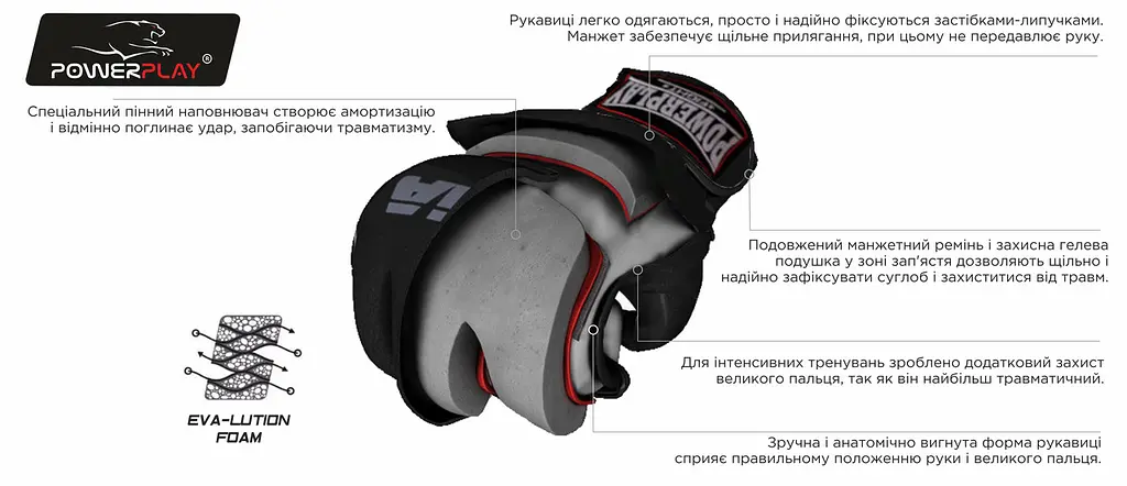 Перчатки для MMA PowerPlay M fit0007381 - фото 9