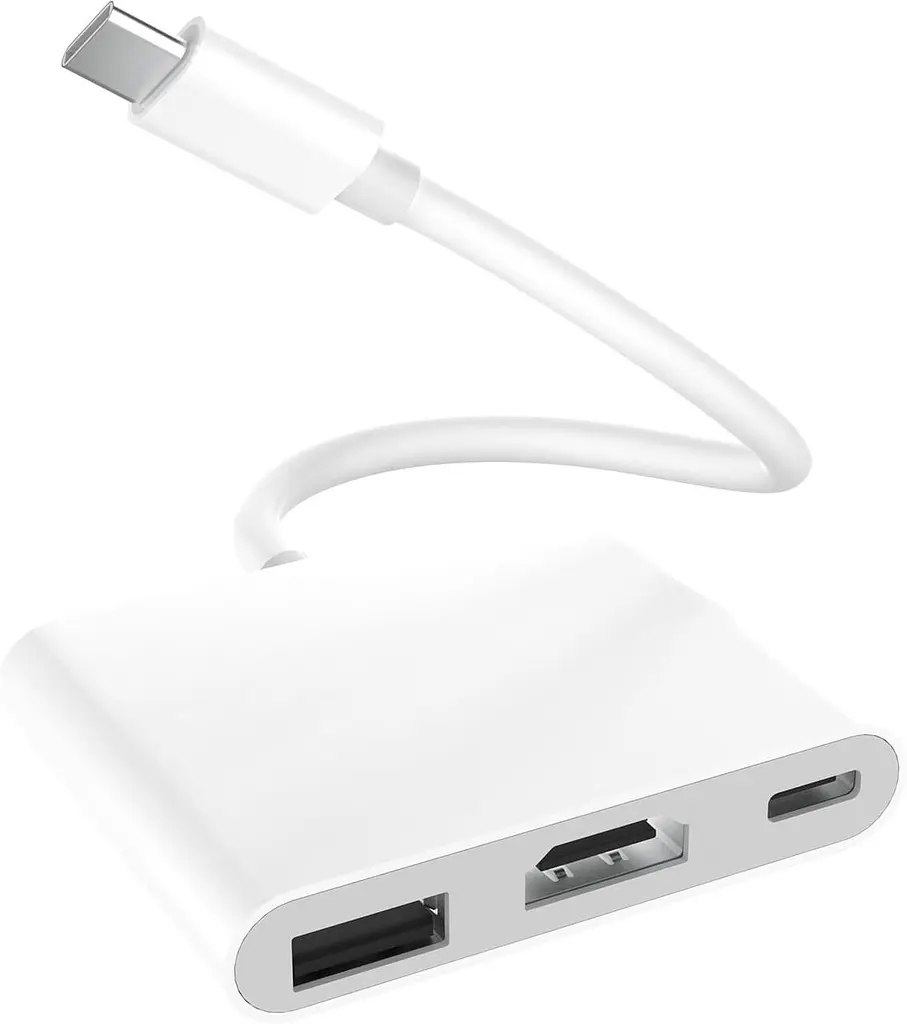 Адаптер USB-C 3в1 HDMI 4K для iPhone 15/16 з USB та зарядкою 100W
