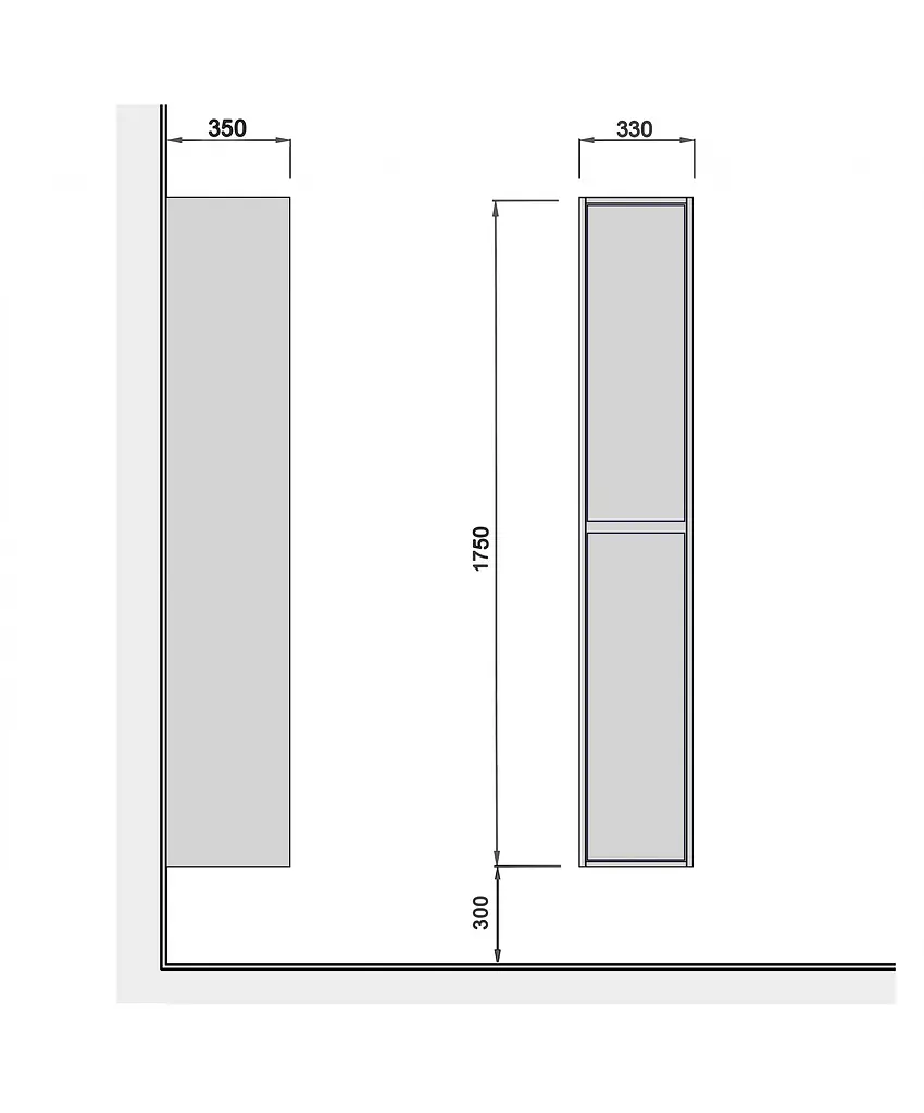 Пенал Мойдодир Polo Loft П-33-U підвісний/підлоговий, Сірий - фото 2