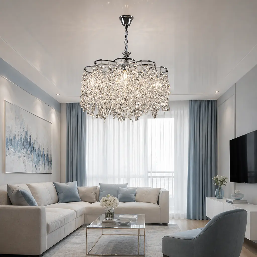 Підвісна кришталева люстра Splendid Ray L2936/6 (CH), хром, 6 ламп E27, від 13-20 м²