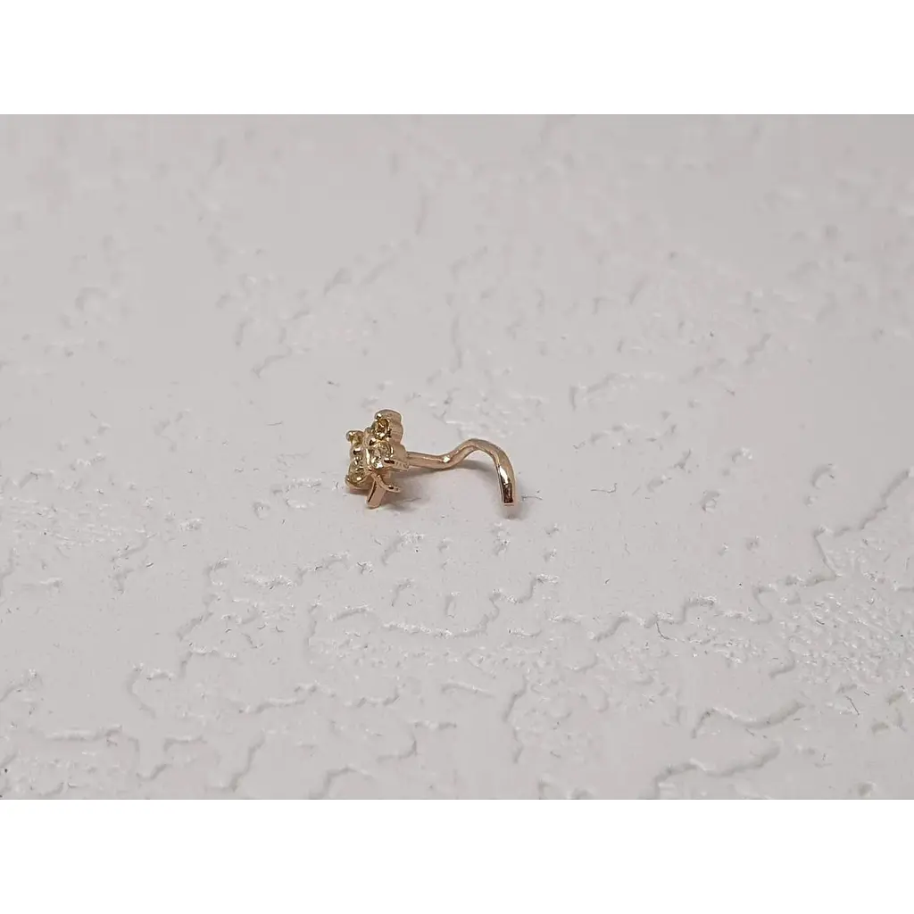 Золотая серьга-пирсинг в нос Dear с фианитами. 1041.10 Шампань - фото 2