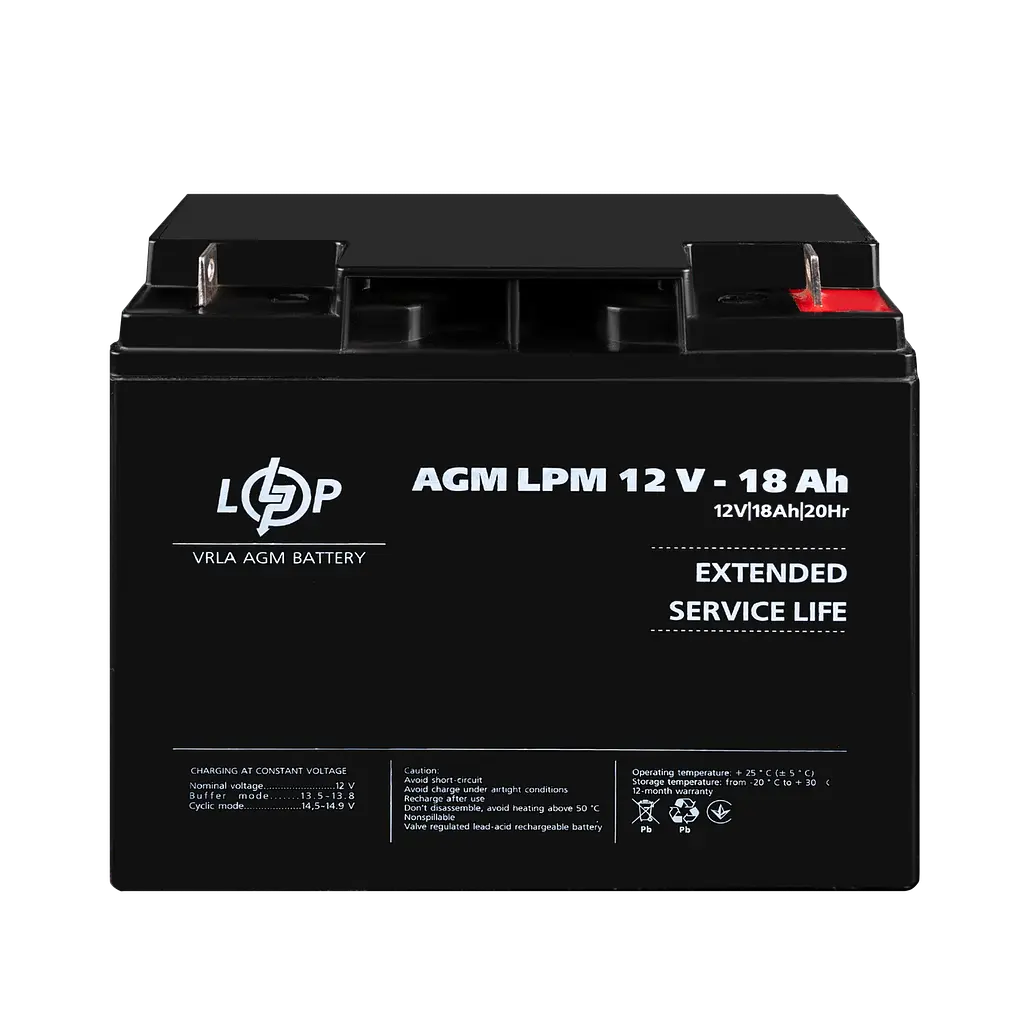 Акумулятор AGM LPM 12V - 18 Ah - фото 2