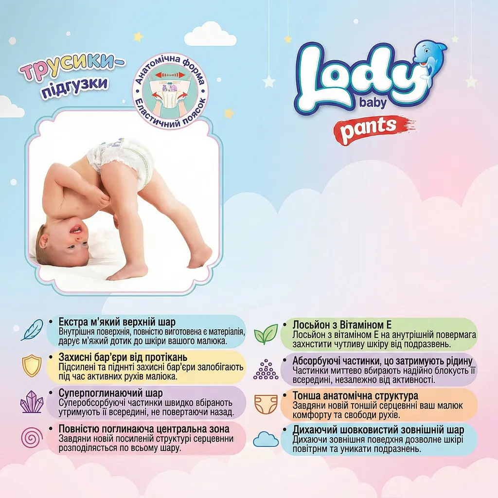 Підгузки-трусики дитячі Lody Baby Pants Culottes maxi 4 (7-18 кг) 30 шт. дихаючі - фото 2