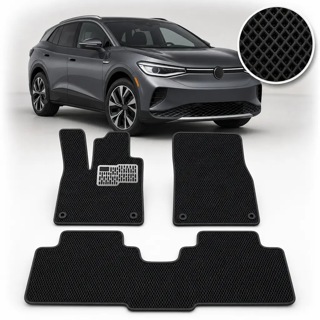 Килимки в салон EVA для Volkswagen ID.4 2020- (Металевий підп'ятник) Чорний 3 шт