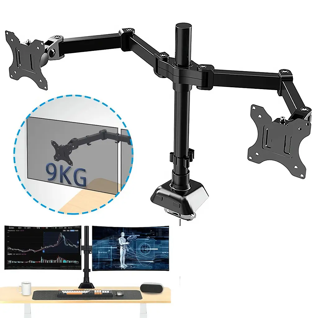 Настольное крепление кронтшейн для двух мониторов VESA держатель UKC Desk Mount 9629 17-33 - фото 4